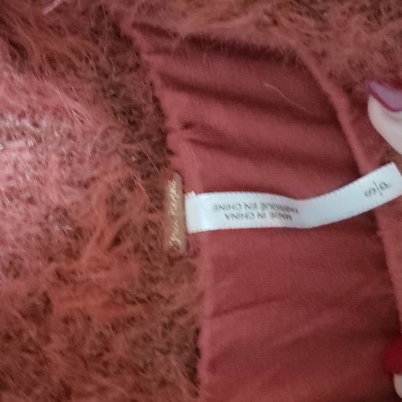 Free People S Sweater Mini Dress "Mallow" Terracotta FUZZY - Picture 8 of 9